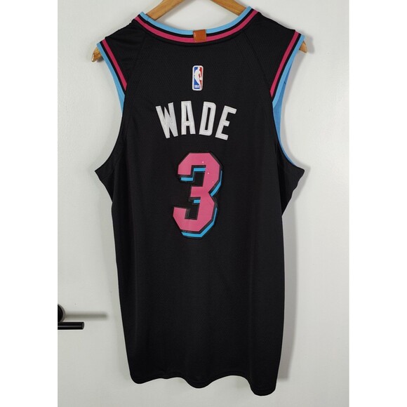 Nike NBA Miami Heat Dwayne Wade Vice City Edition Basketball Jersey Size 52 XL - Picture 2 of 7